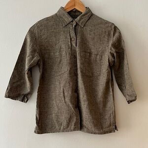 Linen/Cotton Mix Earthy Muted Green Button Up Shirt